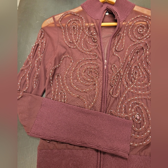 Blue Ice sheer beaded stretch knit jacket - Picture 5 of 9